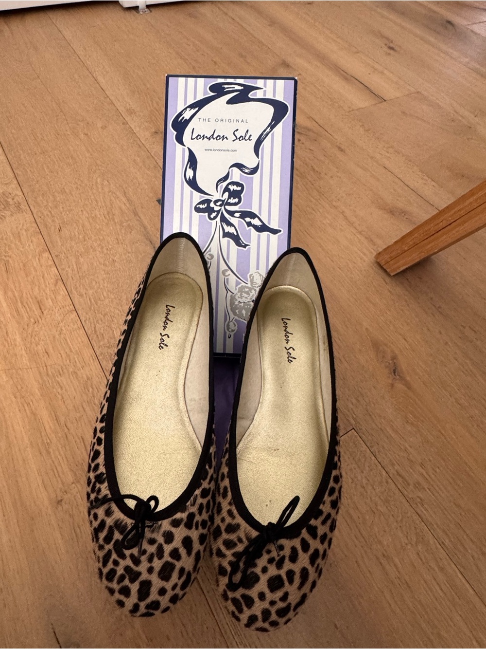 London Sole Leopard-Print Ballet Flats in Tan and Black